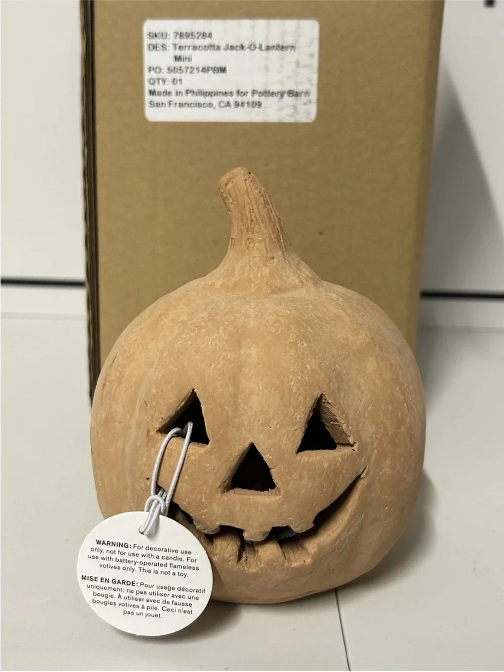 NEW Pottery Barn Handmade Terracota Jack O’ Lantern Halloween Fall Pumpkin MINI